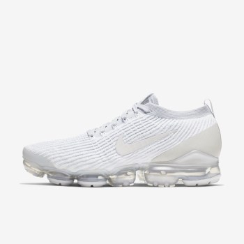 Nike Air VaporMax Flyknit 3 - Férfi Utcai Cipő - Fehér/Platina/Metal Titán/Fehér